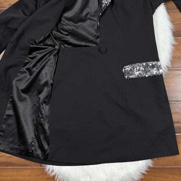 Dress‎ The Population Women's Size Medium Black Sequin Berkley Mini Blazer Dress - Picture 11 of 13